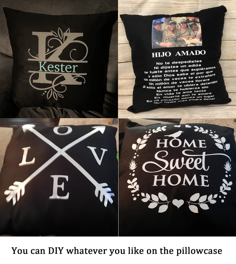 Thmyo 4-Pack 100% Cotton Comfortable Solid Decorative Throw Pillow Case Square Cushion Cover Pillowcase Sublimation Blank Pillow Covers Christmas DIY Throw Pillowcase for Sofa(16x16inch/40x40cm,Black) - Image 3